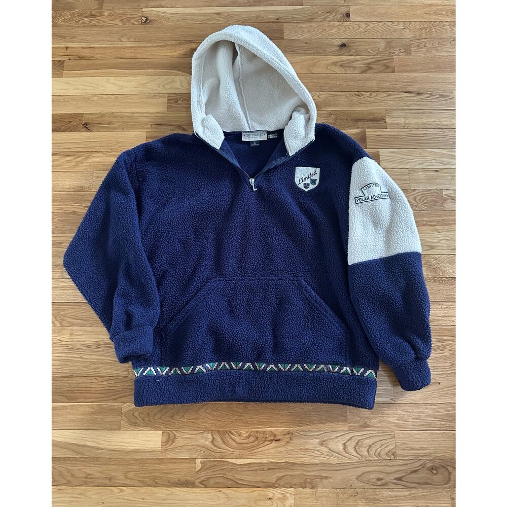 The Limited Vintage 90s Navy Blue Sherpa Polartec Hoodie Size XL